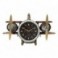 Horloge murale de style industriel, Avion bimoteur à hélices, noir et doré, longueur 67 cm