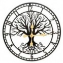 Horloge murale en métal, Arbre de vie et cercle chronomètre, Diamètre 60 cm