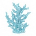 Corail décoratif blanc sur socle, Couleur Bleu, Composition résine et hauteur 24 cm