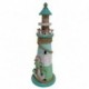 Figurine Phare décoratif en bois, cordage et ancre, Thème bord de mer, vert et bleu, hauteur 41 cm