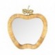 Miroir design, silhouette Pomme Fruit décoratif, encadrement bois massif exotique, hauteur 67 cm