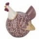 Set 2 Poules fantaisies, couleurs et motifs rétros, résine et métal, Collection Paulette, H 10,5 cm