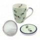 Set 2 mugs céramique, Motifs Olives de Provence, passoires à thé et boite, Hauteur 12,5 cm