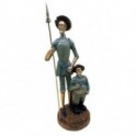 Figurine Don Quichotte et Sancho Panza, Gris bleuté et marron, hauteur 36 cm