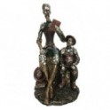 Statue Don Quichotte et Sancho Panza, Finition Antic Line colorée, hauteur 31 cm