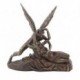 Statue Psyché et Cupidon s'embrassant, finition bronze antique, hauteur 28 cm