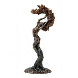 Statue Déesse Nymphe grecque et dryades de l'arbre de vie, Finition Antic Line, hauteur 25 cm