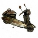 Miniature véhicule scooter vintage en métal, couleur gris oxyde et longueur 17 cm