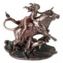 Figurine Déesse Europe et le taureau, mythologie grecque, finition Antic Line, longueur 24 cm