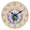 Horloge murale Lavande De France et de Provence, Bleu et Violet, Diamètre 34 cm