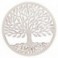 Déco murale Arbre de vie et cercle en bois de manguier, Blanc cérusé, Diamètre 30 cm