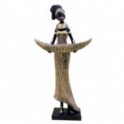 Statue africaine, aspect fibres tressées, résine, visage angélique et collection DAKA, hauteur 47 cm