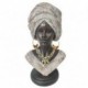 Statue Buste africaine sur socle, bijoux, tenue et coiffe traditionnels, 100% résine, Collection DAKA, H 38 cm