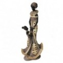 Grande statuette Africaine et enfant, Beige et Marron, Collection DAKA, Hauteur 37 cm