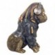 Grande figurine Gorille urbain assis, casque audio, chaine et blouson de cuir, hauteur 34 cm