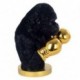 Grande figurine Gorille boxeur, buste réaliste noir et gants de boxe dorés, hauteur 36 cm