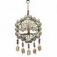 Suspension intérieure extérieure, Arbre de vie en étain, mandala, perles colorées et clochettes, hauteur 53 cm