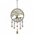 Suspension intérieure extérieure, Arbre de vie en étain, perles colorées et clochettes, hauteur 63 cm