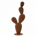 Statue Cactus en métal sur socle, hauteur 59 cm et effet rouillé ambré, 59 x 26 x 16 cm