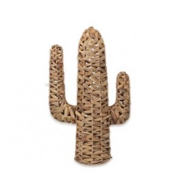 Statue Cactus en fibres naturelles tressées, Jacynthe d'eau, ethnique et bohème, hauteur 55 cm