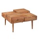 Table basse en bois massif d'acacia, Design carré vintage et piètement originaux, 46 x 80 x 80 cm, Poids 39,5 kg