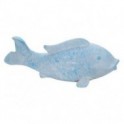 Figurine Grande Poisson Carpe décorative en résine à poser, Bleu et gris, longueur 65 cm