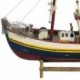 Voilier figurine en bois de type bateau de pêche avec filet, Bois MDF, accessoires, bleu et blanc, longueur 30 cm