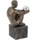 Statue Design Homme Nu Tourment XL, Modèle Doré et Patine Gris, H 32 cm