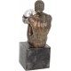 Statue Design Homme Nu Tourment XL, Modèle Doré et Patine Gris, H 32 cm