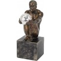 Statue Design Homme Nu Tourment XL, Modèle Doré et Patine Gris, H 32 cm