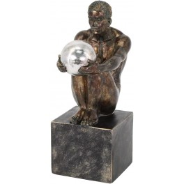 Statue Design Homme Nu Tourment XL, Modèle Doré et Patine Gris, H 32 cm