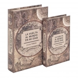 Set 2 Boites Livres : Explore le monde, Beige, H 26 cm (Grand)