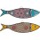 Set 3 magnets Frigo aimantés, Poissons Thème Mer 5, L 13 cm