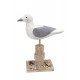 Déco Marine : Mouette sur Socle, Aspect Bois vieiili, Corde et gravillons, H 25 cm