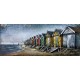 Tableau sur Métal 3D : Cabanes de plage multicolores en bord de mer, L 150 cm