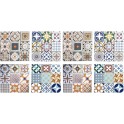 Set 8 sous-bocks Rétro, Motifs Carreaux de Ciment 4, H 11 cm