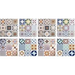 Set 8 sous-bocks Rétro, Motifs Carreaux de Ciment 3, H 11 cm