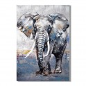 Tableau Eléphant : Trompe l'oeil multicolore H 100 cm