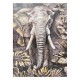 Tableau Eléphant : Trompe l'oeil multicolore H 100 cm