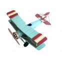 Petit avion Biplan miniature en Métal, Modèle Bleu, Largeur 16 cm