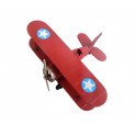 Petit avion Biplan miniature en Métal, Modèle Rouge, Largeur 16 cm