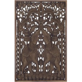 Décoration murale Deux éléphant en bois sculpté, Couleur Ebène, H 70 cm