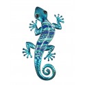 Gecko Mural Bleu, Métal et Verre, Modèle OCEANIK, Hauteur 39 cm