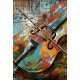 Tableau en Métal 3D : Violon multicolore et partition, L 60 cm