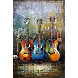 Tableau sur Bois & Métal 3D : Violon & Partition, L 60 cm