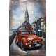 Tableau Métal 3D : La 2CV Charleston, Bordeaux et Noir, L 120 cm