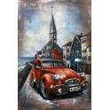 Tableau Métal 3D : La 2 CV bleue, L 120 cm