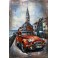 Tableau Métal 3D : La 2CV Charleston, Bordeaux et Noir, L 120 cm