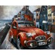 Tableau Métal 3D : La 2CV Charleston, Bordeaux et Noir, L 120 cm