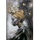 Tableau Métal 3D : Africaine design en gris et or, Hauteur 120 cm